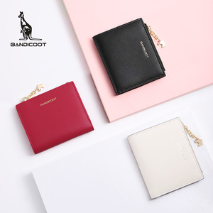 袋鼠钱包女短款2022新款时尚真皮女士零钱包韩版学生2折叠小钱夹