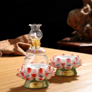 结婚煤油灯莲花具供佛油灯陶瓷寺庙供灯佛前长明灯观音酥油灯佛堂