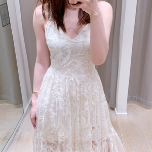 法单m家maje awa夏季新款女装刺绣薄纱v领蕾丝吊带连衣裙仙女长裙