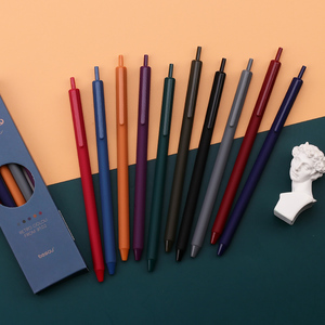 复古色三角笔杆中性笔学生用顺滑按动式彩色水笔做笔记的日系手帐专用笔彩笔多色0.5mm签字笔ins冷淡风文具