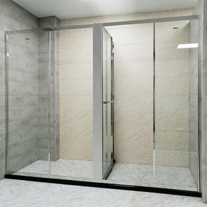 亮银t型卫生间三分离淋浴房省空间折叠悬转沐浴房洗手间钢化玻璃