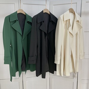 90tb295938932164淘宝milimili2022年春季蓝色温柔挺括长款风衣港风