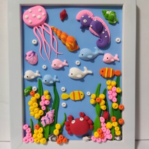 相框画浮雕立体超轻粘土海底世界成品定制24色超轻黏土橡皮泥定制