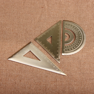 2mm厚度 黄铜等腰直角三角尺量角器三角板绘图铜尺子厂家新款复古