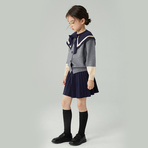 女童秋装套装2023新款针织两件套学院风毛衣短裙莫代尔包芯纱套裙