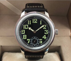 表表心意00淘宝44mm无标飞行员eat6498款手卷机械机芯夜光军魂手表