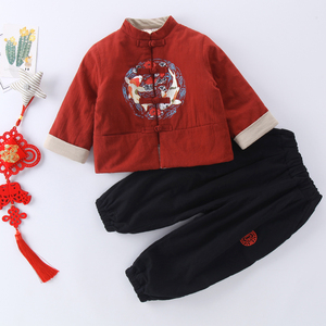 拜年服宝宝男中国风冬季加厚冬装男童唐装儿童过年喜庆衣服新年装