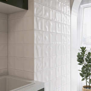 奶白色方块格子面包砖凹凸柔光面法式卫生间厨房墙砖300x600瓷片