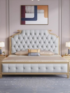 美式轻奢实木床1.35m主卧双人大床现代简约1.8米欧式储物气压婚床