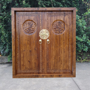 中式实木大门别墅庭院门农村自建房院子双开大门仿古寺庙老榆木门