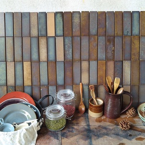 马赛克瓷砖背景墙长条厕所浴室玄关地面仿古砖防滑吧台复古手工砖