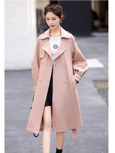 赫本英伦风衣女2024春季肩章披肩军风粉色过膝中长大衣洋气c_阿里巴巴