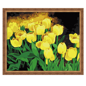 【佳彩天颜】油画diy数字油画 客厅风景花卉手绘装饰画黄色郁金香