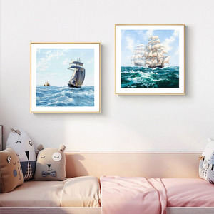 帆船装饰画一帆风顺办公室挂画现代简约家居墙壁画卧室床头餐厅画