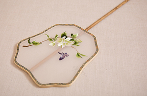 团扇长柄汉服摄影配饰手工双面绣苏绣栀子花现货