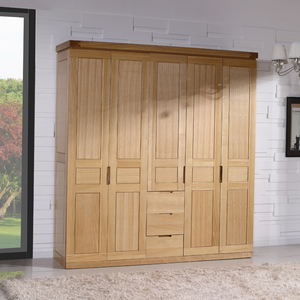 简约现代水曲柳实木衣柜带抽屉储物平开门衣橱卧室定制衣柜原木色