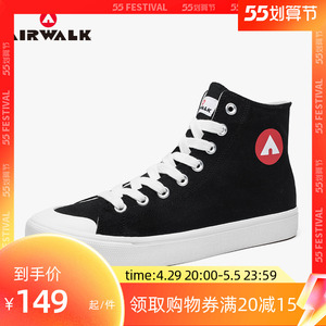 airwalk男鞋潮流板鞋新款透气薄款帆布鞋子高帮潮流时尚百搭休闲