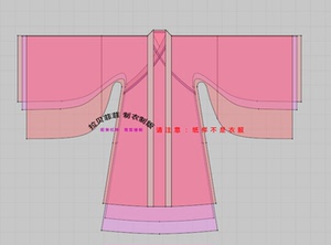 s803纸样 汉服直裾魏晋风多重衣里衣中层衣大袖衫纸样,不是衣服