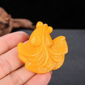 拍卖和田玉黄玉金鱼吊坠金玉满堂金鱼挂件玉佩男女时尚款玉项链