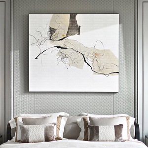 原创现代简约素描手绘卧室客厅书房装饰挂画 样板间高档流彩油画