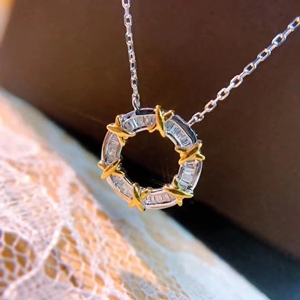 天然南非钻石18k金真金真钻20分罗马分色项链au750钻石白亮配证书