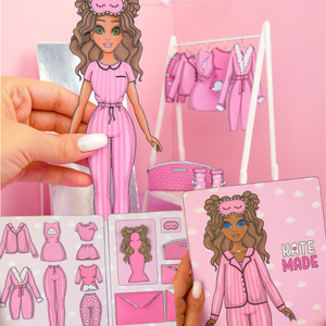 粉色芭比娃娃女孩可反复玩换装安静书豆豆本儿童益智玩具手工DIY
