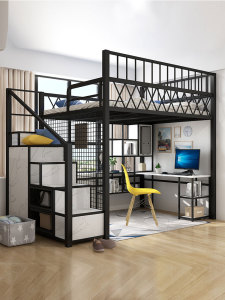 爱造家具淘宝高架床单上层小户型上铺床带衣柜上床下空儿童梯柜床