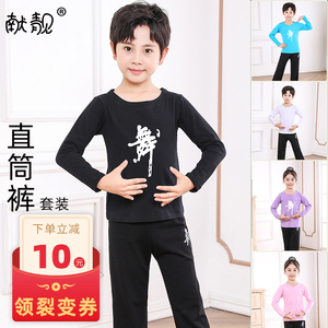 男童拉丁舞服装新款少儿童民族舞蹈服女孩练功服春秋装长袖形体服