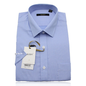 busen步森夏季新款舒适短袖格子衬衫男休闲衬衣 90212329