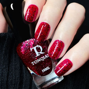 亮片酒红色指甲油女免烤快干持久不可撕拉学生网红少女爆闪美甲油