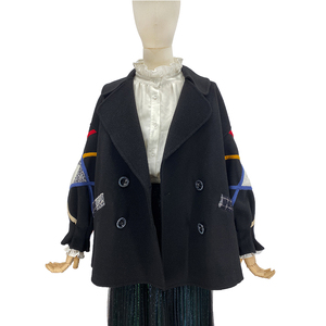 viimiilii冬季新品羊毛大衣女 个性袖子拼接宽松阔版短款毛呢外套