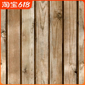 木头条纹格栅仿木纹墙纸原木色复古木板吊顶阁楼天花板立体墙壁纸