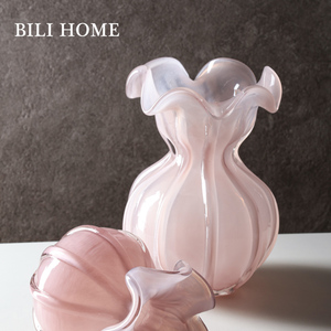 花瓶摆件客厅插花玻璃琉璃轻奢高级感水养鲜花高端餐桌玫瑰法式小