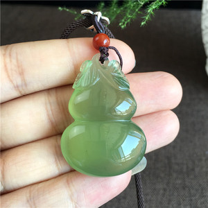 天然岫玉吊坠玉石锁骨链挂件毛衣链男女a货正品180岫岩玉葫芦挂坠