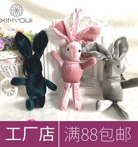 韩国丝绒许愿兔长脚公仔永生花束网红兔子娃娃配件毛绒玩具包挂件