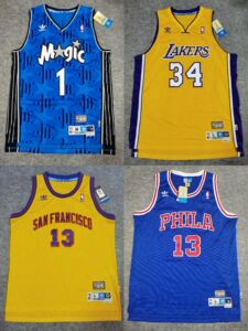 adidas三叶草复古麦迪奥尼尔张伯伦魔术暗星湖人76人sw刺绣球衣