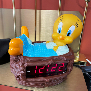 老货玩具 崔迪闹钟摆件 vintage收藏玩具 小翠兔八哥钟表摆件