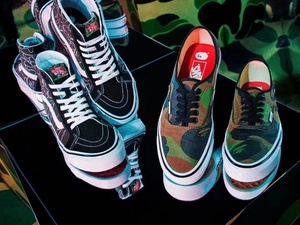 风油精品 BAPE VANS  联名街头潮流猿人迷彩高低帮休闲板鞋