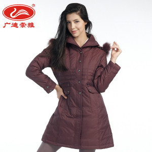 广迪崇雅女装中长款羽绒服修身保暖鹅绒薄款外套厂家特价促销冬季
