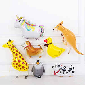 走路卡通铝膜宠物铝箔动物气球宝宝生日派对布置装饰儿童玩具用品