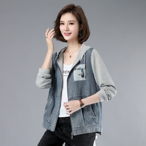 中年妇女短外套牛仔衣褂子短款时尚休闲胖妈妈夹克衫大码外衣服潮