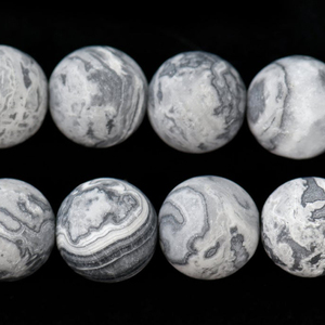 地图石天然灰色毕加索磨砂面圆珠串珠 diy材料手工饰品配件散珠