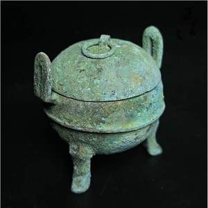 出土古玩古董汉代青铜器小鼎古代老铜器摆件仿古做旧青铜器工艺品