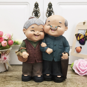 创意礼物相守相伴储蓄罐老头老太买菜存钱罐创意家居摆件情侣礼物