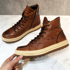 cВugg户外靴男款春秋高帮马丁靴真皮厚底短靴防水防滑复古工装鞋