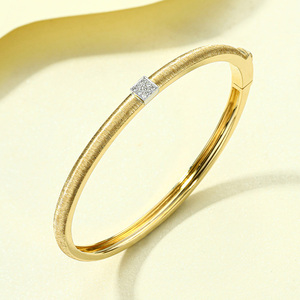 满心饰你18k黄金拉丝手镯南非钻石镶嵌手工制作复古女