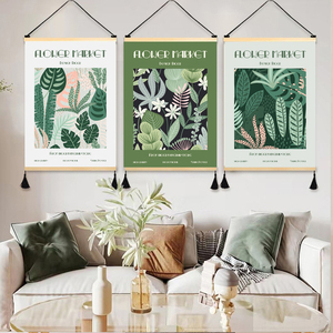 简约清新植物海报创意装饰画治愈系客厅沙发背景墙挂画现代插画