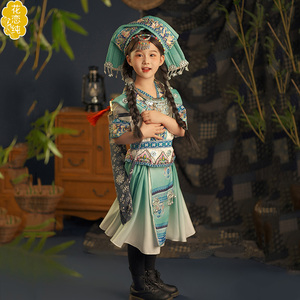 新款哈尼族土家族儿童少数民族幼儿壮族日常民族苗族瑶族表演服饰