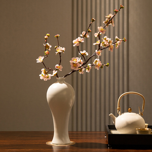 仿真花3D胶布桃花樱花假花手感中式梅花客厅摆设花束中式家居装饰