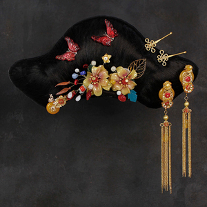 影视古装如懿传嘉妃同款旗头饰品清朝贵妃妃子假发旗头燕尾带饰品